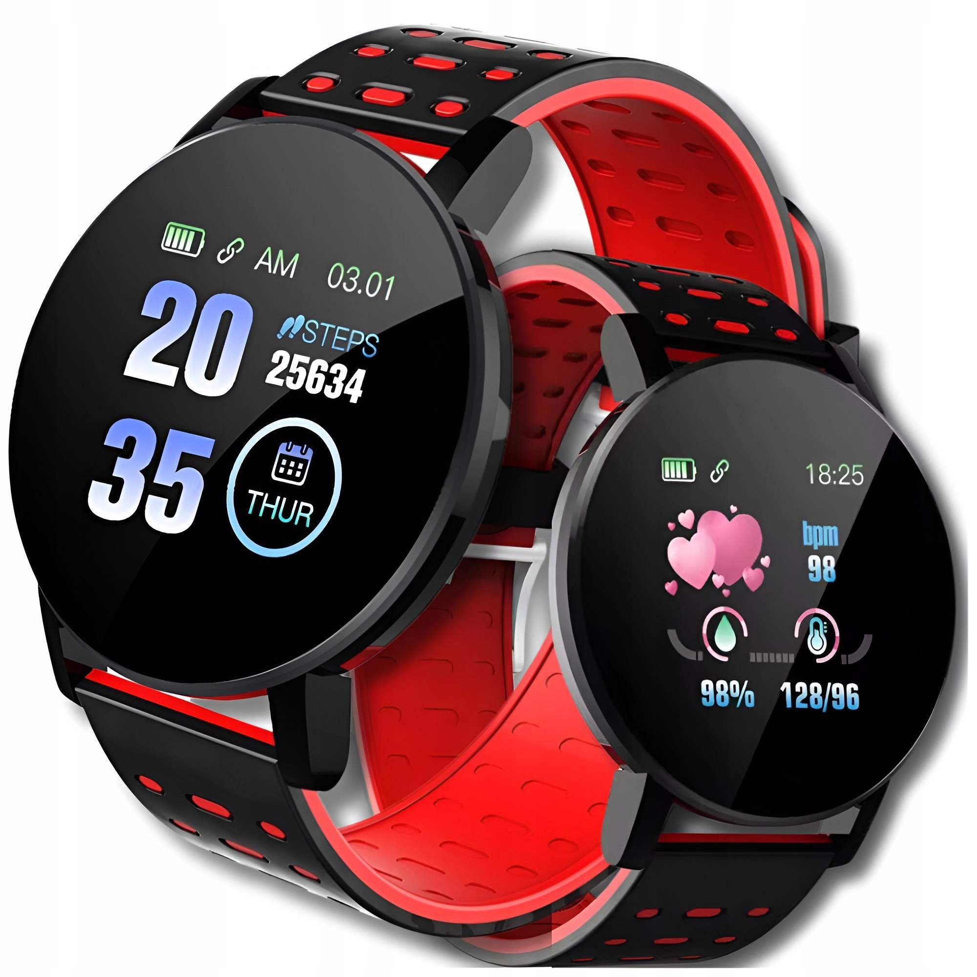 Smart hodinky Smart Watch červené + NABÍJAČKA PRE SMARTWATCH 119 PLUS M119 119plus